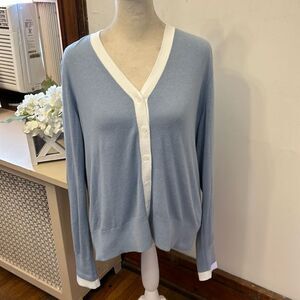 Lauren Ralph Lauren Light Blue and White Cardigan